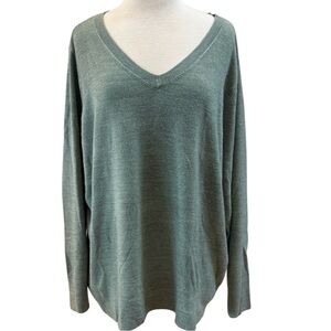 Plus Size Croft & Barrow Extra Soft V-Neck Sweater in Sage Heather